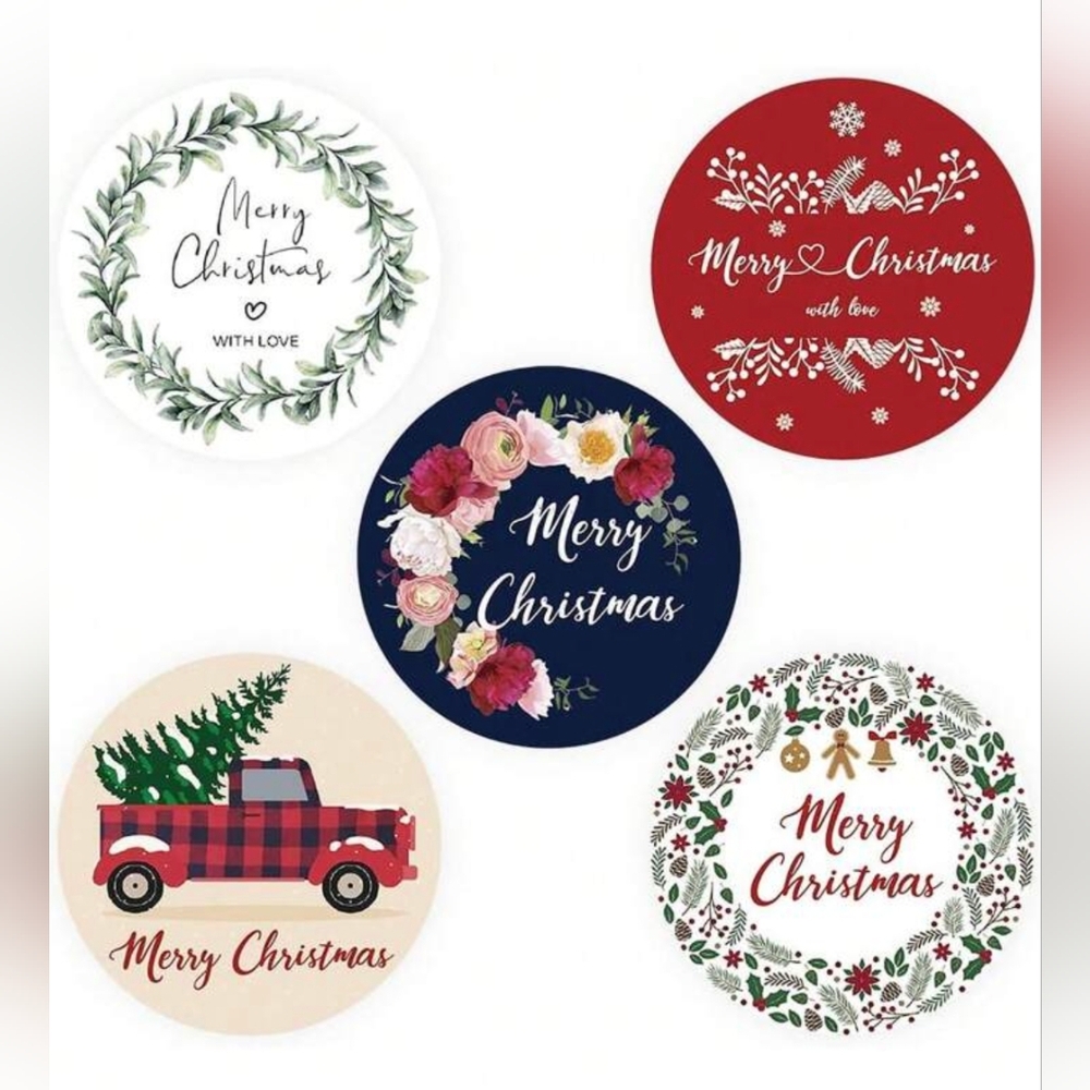 Holiday Merry Christmas Stickers 1" - 500 Count NIP